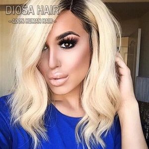 Front lace blonde human hair wig